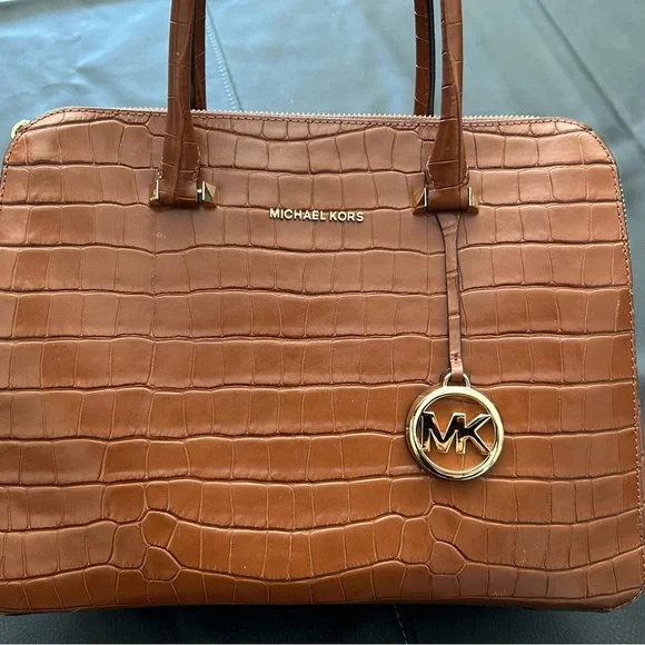 Michael Kors Brown Crocodile Embossed Satchel - Picture 2 of 6